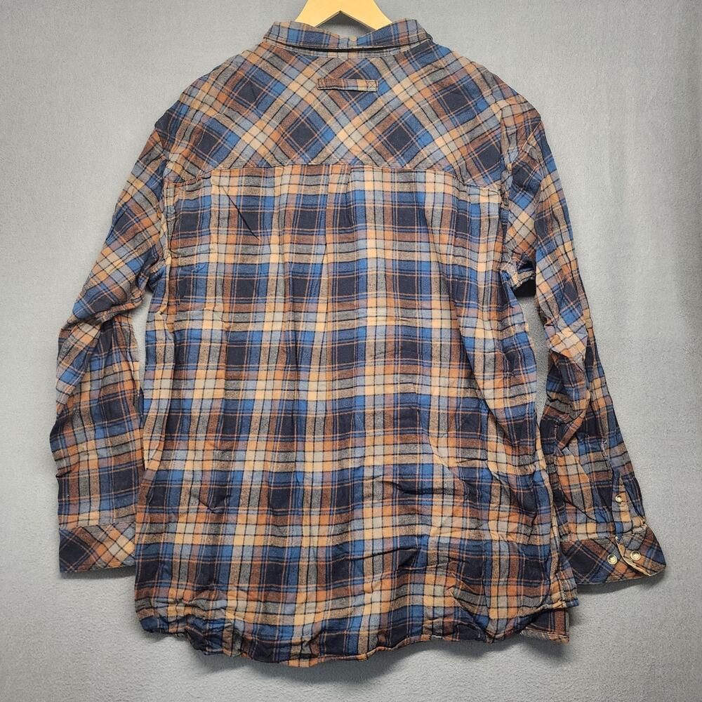 Legendary Whitetails Shirt Mens 3XT Cotton Flannel Brown Blue Plaid Woodsman